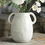 Tanvecle White Ceramic Vase with 2 