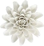 ALYCASO Handmade 3D Ceramic Peony Wall Pediments Sculpture Decoration Porcelain Flower for Living Room, Bedroom, Kitchen, Ceramic, White, 4.72 in