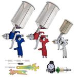 Canadian Tool and Supply Professional 9 Piece HVLP Spray Gun Kit with 3 Sprayguns: Basecoat, Primer and Detail Paint, Inline Filter and Air Regulator (HVLP-3K9)