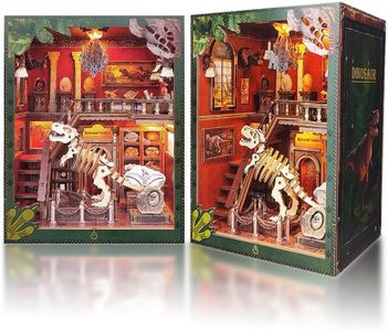 2025 New Dinosaur Book Nook Kit - DIY Miniature Dollhouse Booknook Kit with Light, Bookend Bookshelf Decor for Christmas Day, Best Gift for Family, Friends