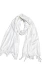 SABA Women And Girl's Fancy Viscose Self Jaquard 3D Design Scarf, Stole (White)