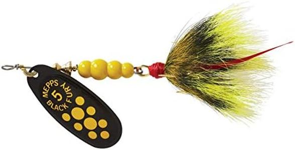 Mepp's Black Fury Dressed Treble Fishing Lure, 1/3-Ounce, Yellow Dot/Black Yellow Tail