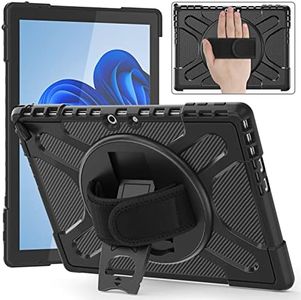 ZenRich Case for Surface Pro 11 / Pro 10 / Pro 9 13 Inch 2024/2022, Rugged Protective Surface Pro 9 Case with Pencil Holder Stand and Hand Strap, Compatible with Type Cover Keyboard - Black