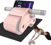 Movrock Ab Roller Wheel with Automatic Rebound for Home Gym Core Fitness, Sturdy Abdominal Exercise Equipment, Includes Knee Pad, Perfect for Ab Workouts and Strength Training,Pink