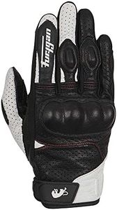 Furygan TD21 Gants de Moto Homme - Paume 100% Cuir & Perforé - Gants d'été - Ventilation optimale - Protection Métacarpes D3O - Tailles différentes, Noir-Blanc-Rouge