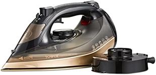 Tower T22022GLD Ceraglide 360 Cord Cordless Steam Iron with Rapid Heat-Up and Recharge, 2800W, Black and Gold