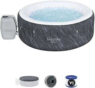 Bestway SaluSpa Boracay AirJet 2 to 4 Person Inflatable Hot Tub Round Portable Outdoor Spa 120 Soothing Jets with Cover, Gray
