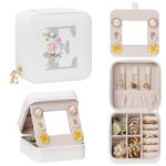 Enthralite Travel Jewellery Box for Girls: Traveling Jewellery Case Gift for Women - Mini Organiser for Necklaces Earrings White E