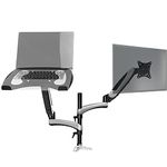 Duronic Desk Mount DM65L1X1 | Dual Gas-Powered Monitor Stand for 15-27 Inch Screen | Laptop | Twin Arms | Adjustable Support | VESA 75/100 Bracket | Tilt 15-27-90°/+85° Swivel 180°Rotate 360°