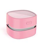 ODISTAR Desktop Vacuum Cleaner,Mini Table dust Sweeper Energy Saving, Cleaning Hairs,Crumbs,Computer Keyboard (Pink Charging)