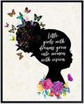 Black African American Girls Motivational Wall Decor - 8x10 Home Decoration, Wall Art Poster for Toddler, Little Girls Bedroom, Kids Room, Baby Nursery - Girly Inspirational Gifts - Daughter Gifts