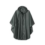 Waterproof Rain Poncho Jacket Coat for Adults Hooded with Zipper(Deep Grey)