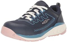 KEEN Utility Women's Arvada Low Height Composite Toe Breathable Industrial Work Sneakers, Naval Academy/Peach Whip, 9.5 Wide