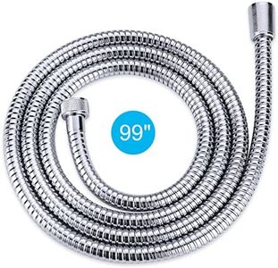 Aleasha Chrome Finished Shower Hose, 99 Inches Extra Long Shower Hose Attachment for Shower Head SUS 304 Stainless Steel Bathroom Bathing Handheld Shower Head Hose with Brass Insert and Nut