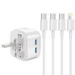 iPhone Charger,2 Pack Phone Fast Charger Cable and Plug Dual C Fast Charge for iPhone 16/15/14/13/12/11 Pro/Pro Max/XS Max/XR/SE/8 Plus,iPad Pro Air Mini,1M Long USB C and Lightning Charging Lead