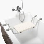 mosegor Suspended Bath Seat 72-82 cm Telescoping Bath Bench Board Seat Lightweight Bathtub Seat Adjustable Shower Stool Non-Slip Bath Chair for Elderly Disabled Injured