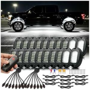 ZONECONA 20Pods Alloy Pure White LED Rock Light Kit Plug and Play 12V 6500K