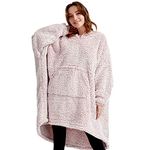 Cozy Sherpa Wearable Snuggle Blanket Hoodie with Sleeves for Adults Women Men Kids Gift Idea,Oversized Blanket Sweatshirt.Super Warm Light Weight,Pink