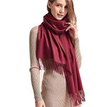 Pashmina Shawls Wraps Cashmere Feel Scarf Blanket Extra Large Oversized Scarves, Wine Red, 20 Inch