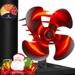 Xmasneed Stove Fan, 4 Blades Log Burner Fan with Thermometer, Silent Operation Fan for Wood Burning Stove, Silent Woodburner Fireplace Fan with Heat Circulation and Heat Powered Fan Eco Friendly