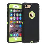 Co-Goldguard Case for iPhone 7/8, [Heavy Duty] 3 in 1 Built-in Screen Protector Cover Dust-Proof Shockproof Dropproof Scratch-Resistant Shell for iPhone 7/8, 4.7 inch, Black&Green