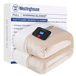 Westinghouse Electric Blanket Heated Blanket | 10 Heating Levels & 1 to 12 Hours Heating Time Settings | Flannel to Sherpa Reversible 80x84 Full Size | Machine Washable, Beige