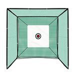 Golf Practice Cage 10ft 3m Driving Range High Impact 25mm Mesh Hitting Professional Swing Training Equipment Outdoor Freestanding Steel Frame Bullseye Target FREE Artificial Grass Mat & 6cm Rubber Tee