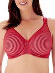 Berlei Women's Beauty Stripe Smoothing Minimizer Bra, Opaque, Red, 36FF