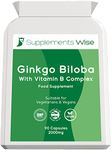 Ginkgo Biloba Capsules 90 x 2000mg - Dizziness and Vertigo Treatment - Focus Tablets, Concentration Pills for Brain, Memory - Blood Circulation -Ginkgo Biloba Herbal Supplements with Vitamin B Complex