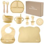 Yum Yum's Baby Weaning Set – Includes Toddler Water Bottle, Cups, Bowl, Spoon, Fork, Baby Plate & More - Baby Feeding Set & Baby Gifts & Present - 10 Pieces - Cream