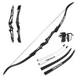 Surwolf Archery Competition Takedown Recurve Bow - 66" to 70" (12-40 lbs) Target & Hunting Bow (Black)