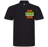 Personalised Embroidered Polo Work wear Uniform Your Logo (XL, BLACK)