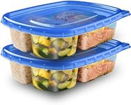 Ziploc Food Storage Meal Prep Containers Reusable for Kitchen Organization, Smart Snap Technology, Dishwasher Safe, Divided Rectangle, 2 Count