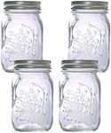 MEETOZ Glass Regular Mouth Mason Jars, 17 oz Clear Glass Jars with Silver Metal Lids for Sealing, Canning Jars for Food Storage(4PACK)