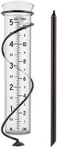 La Crosse 704-08967-INT Original Handcrafted Colombian Metal Finish Spiral Rain Gauge with 5-inch Capacity Glass Rain Garden Tube