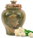 Radicaln Marble Urn 8" Inches Green Onyx Handmade Cremation Urns for Adult Ashes Men & Women - Funeral Urns to Remember Your Loved One