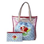 The Rosette Imprint Unisex-Adult Swim Bag Set With Wet & Dry Drawstring Classic Tote Bag & Pouch (Pvc) (Waterproof) - Mermaid, Blue