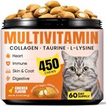 Cat Vitamin Treats with L-Lysine & Taurine – 12 Essential Vitamins & 5 Minerals, Cat Multivitamin Supplement for Immune, Joint & Skin Support, Daily Health Formula for Indoor & Senior Cats – 450 Chews