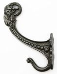 Castelion® Cast Iron Rams Head Single Coat & Hat Hook | Unique Wall Mounted Hook for Coats, Hats or Towels | Iron Hardware Perfect for Modern or Traditional Homes | 15cm x 10cm