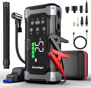 Upgraded 5000A Car Battery Jump Starter with Air Inflator/Deflator Compressor, 7 in 1 Portable Jumper Box Power Pack (10L Gas/9.0L Diesel) Combo Cordless Air Pump for Tire Inflator & Large LCD Screen