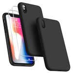 Dssairo [3 in 1 for iPhone x Case/iPhone Xs case, with 2 Pack Screen Protector, Liquid Silicone Slim Shockproof Protective Phone Case 5.8 inch [Microfiber Lining] (Black)