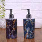 Shenron Refillable Liquid Soap Dispenser. Unbreakable Plastic Dispenser for Sanitizer Lotion Shampoo. Handwash Bottle for Kitchen, Bathroom, Shower, Wash Basin, Sink - 250ML (Blue Purple Combo, 2 Pcs)