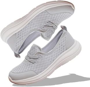 2024 New Women's Soft Sole Mesh Comfort Orthopedic Shoes, Comfortable Mesh Walking Shoes Low Top Orthopedic Slip on Shoes, Hollow Breathable Mesh Shoes Casual Shoes for Women (Gray,US-9.5)