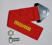 AUTO MT RED MOMO CAR Truck Tow Belt Strap Universal Front Rear Tow Strap Tow Hook Towing Belt (Nylon, 1000 kg Pull Capacity) (RED MOMO CAR Truck Tow Belt Strap)