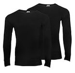 Heat Stoke®️ Men's Thermal Long Sleeves T-Shirt Warm Base Layer Black Charcoal S,M,L,XL,XXL (UK, Alpha, L, Regular, Regular, Pack of 2 Long Sleeves Black)