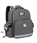 AHM Emergency Medical Backpack Empty, First Responder EMT Bag for EMS, Camping, Hiking, Home Health, Field Trips - Grey (Bag Only)