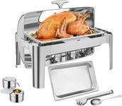 Garvee 9QT Roll Top with Glass Chafing Dish Stainless Steel Full Pan Classic Buffet Chafer [at Least 8 People]