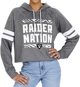 LAS Vegas Raiders Womens Heather Gray Crop TOP Hoodie W/ARM Stripes X-Large