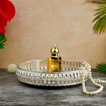 METALIZUM Metal Round Serving Decorative Tray with Laser Cut Design and Gold Electroplating | Elegant Centerpiece for Centre Table and Home Decor, Special Occasions & Everyday Use (Round Silver Tray)