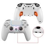 NBCP Wireless Controller for PS 5 Pro/PS 5 Slim/PS 5 Controllers, compatible with PC/Steam/PS 5/PS 4. Features include automatic rapid fire, Bluetooth connectivity, macro functions, back buttons, dual vibration, gyroscope sensor, dual crystal buttons, scratch-resistant buttons, headphone jack, turbo rapid fire, and lag-free PC compatibility (wireless)